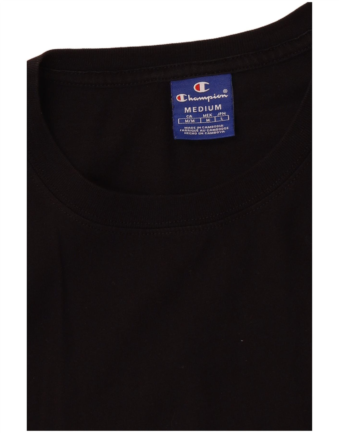 CHAMPION Dame Crop Grafisk T-Shirt Top UK 14 Medium Sort