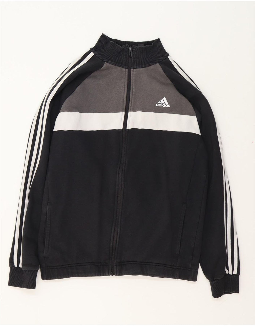 ADIDAS Træningsdragt til mænd Topjakke UK 42/44 Medium Sort Colourblock Bomuld