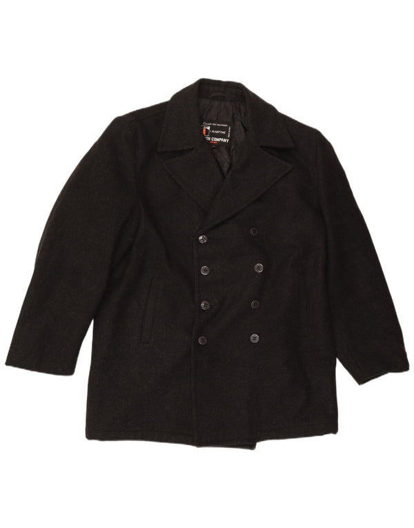 Vintage Herre Pea Coat UK 42 XL Sort Uld
