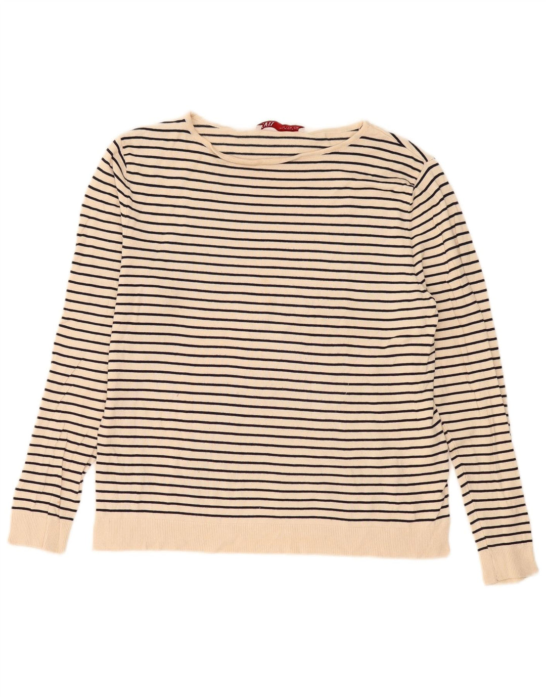 Zara Dame Top Langærmet UK 14 Medium Beige Stribet Viscose