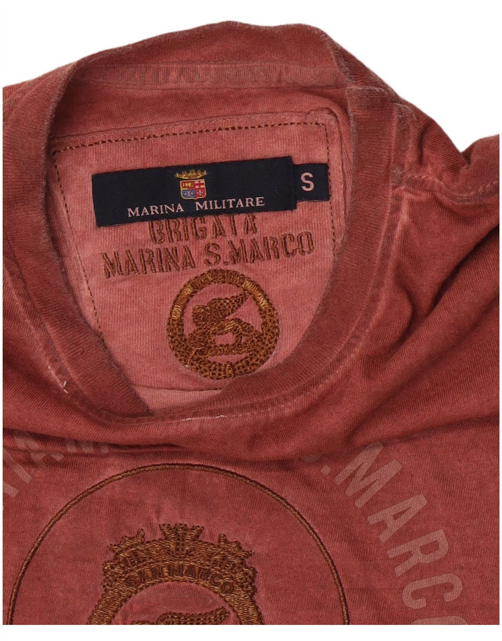 Marina Militare Herre grafisk T-shirt Top Lille rødbrun