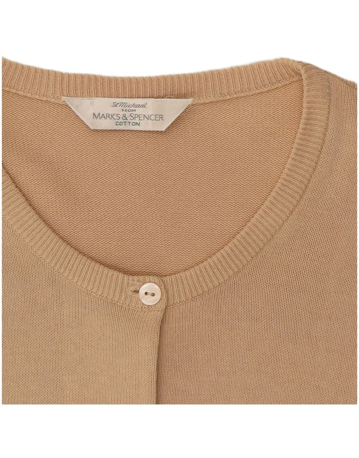 Marks & Spencer Dame Cardigan Sweater UK 12 Medium Beige Bomuld