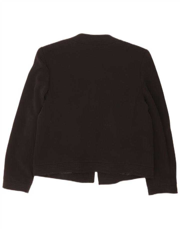 Vintage Dame Open Blazer Jacket IT 44 Medium Black Acetate