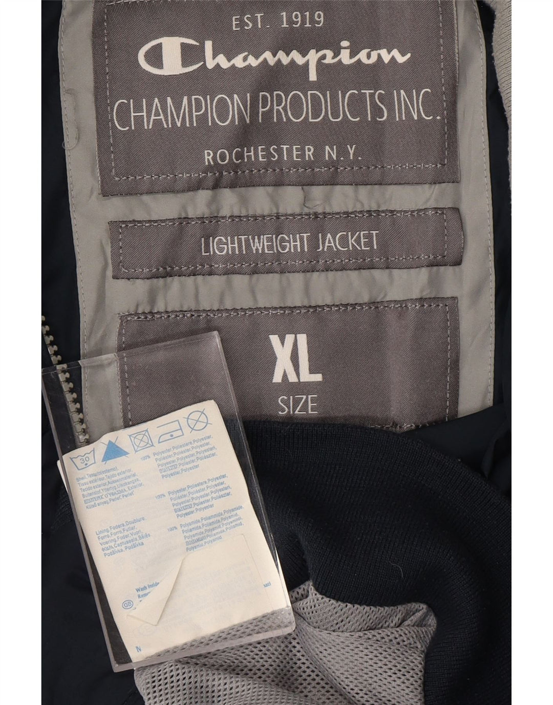 CHAMPION Mens Bomber Jacket UK 42 XL Navy Blue Polyester