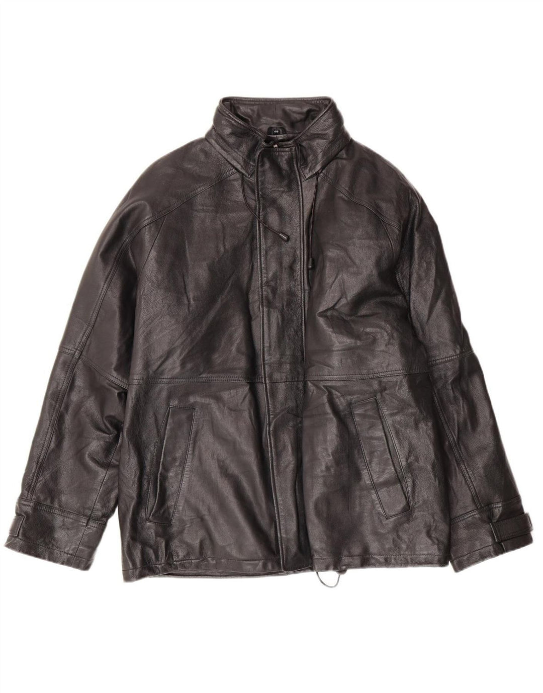 CONBIPEL Mens Hooded Leather Jacket IT 46 Small Black Leather