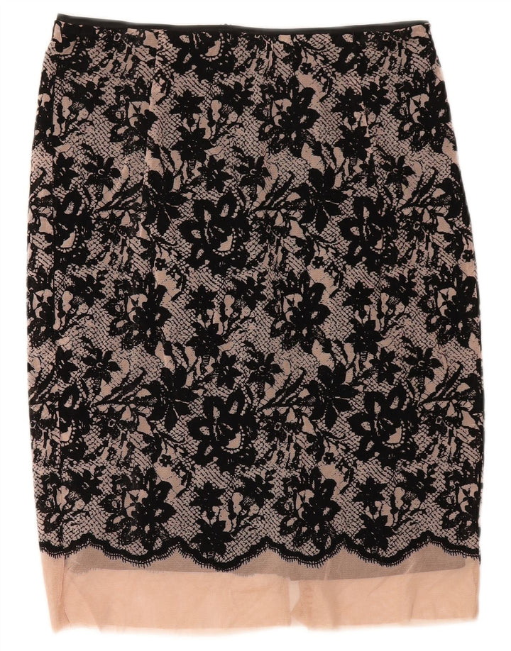 Zara Midi-nederdel til kvinder XS W30 Sort blomstret polyester