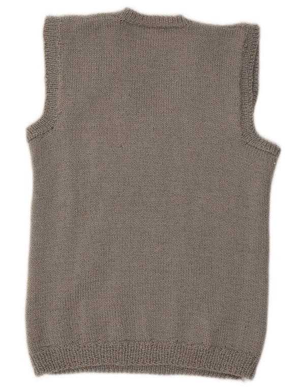 Vintage Dame Vest Tank Top UK 14 Medium Grey