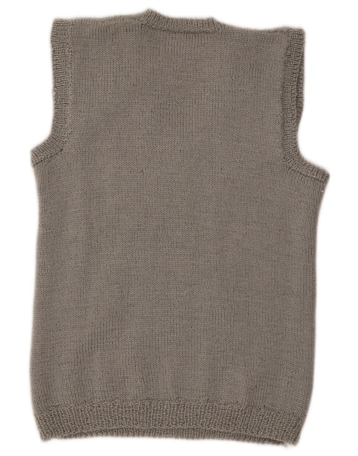Vintage Dame Vest Tank Top UK 14 Medium Grey