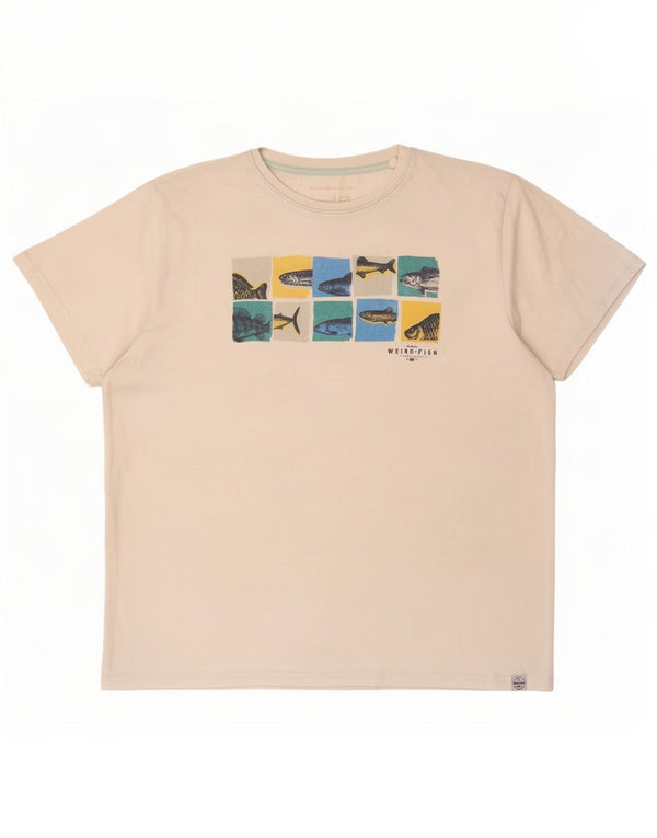 Weird Fish Herre Grafisk T-Shirt Top 2XL Hvid Bomuld