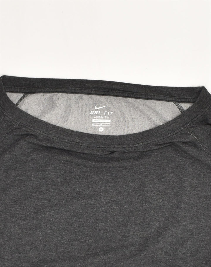 NIKE Womens Dri Fit Sweatshirt Jumper UK 14 Medium Grey Cotton | Vintage Nike | Thrift | Second-Hand Nike | Used Clothing | Messina Hembry 