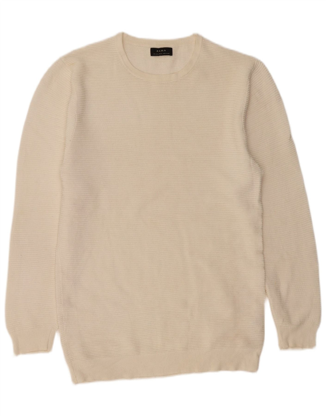 Zara herre sweater med rund hals, stor off white bomuld