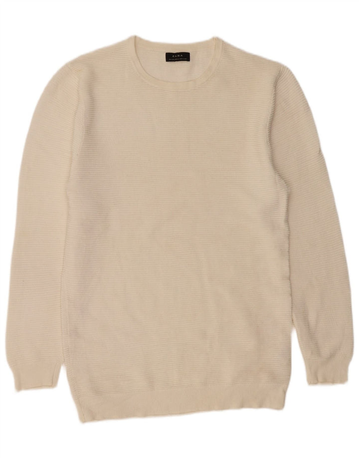 Zara herre sweater med rund hals, stor off white bomuld