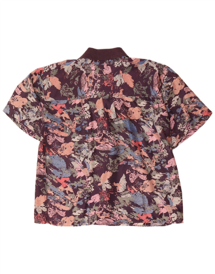 Vintage Herre Pullover Shirt IT 52 Stor Flerfarvet Blomster Silke