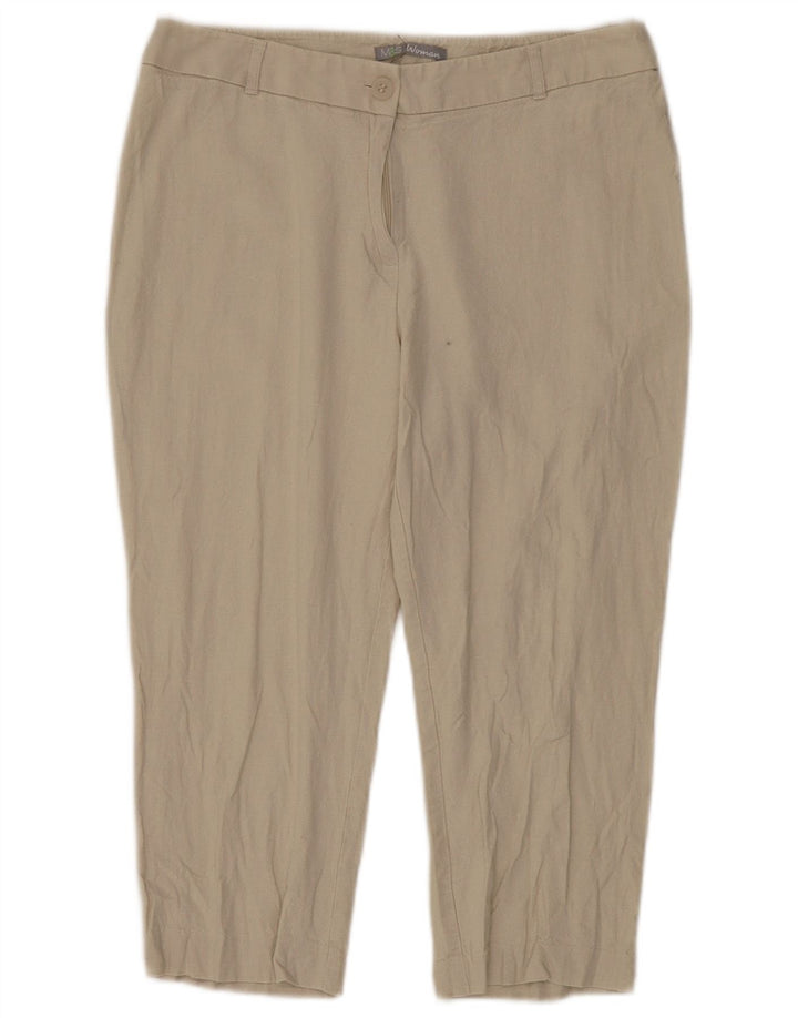 Marks & Spencer Lige Capri-bukser til kvinder UK 12 Medium W30 L20 Beige