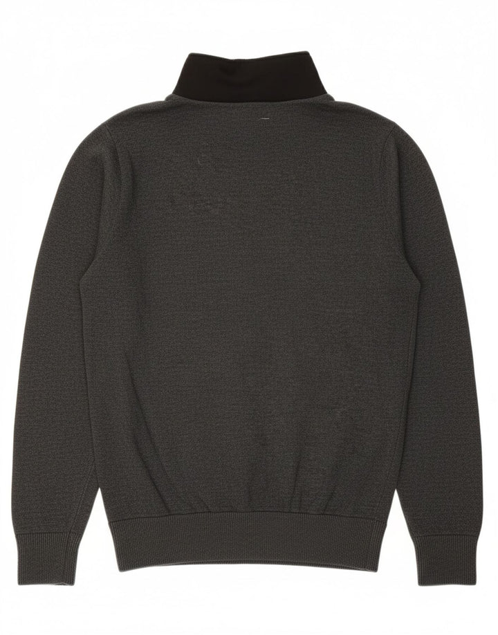 CALVIN KLEIN Mens Zip Neck Jumper Sweater Small Grey Cotton