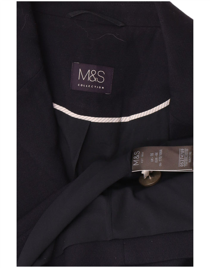 Marks & Spencer Dame Dobbeltradet Blazer Jacket UK 16 Large Navy Blue