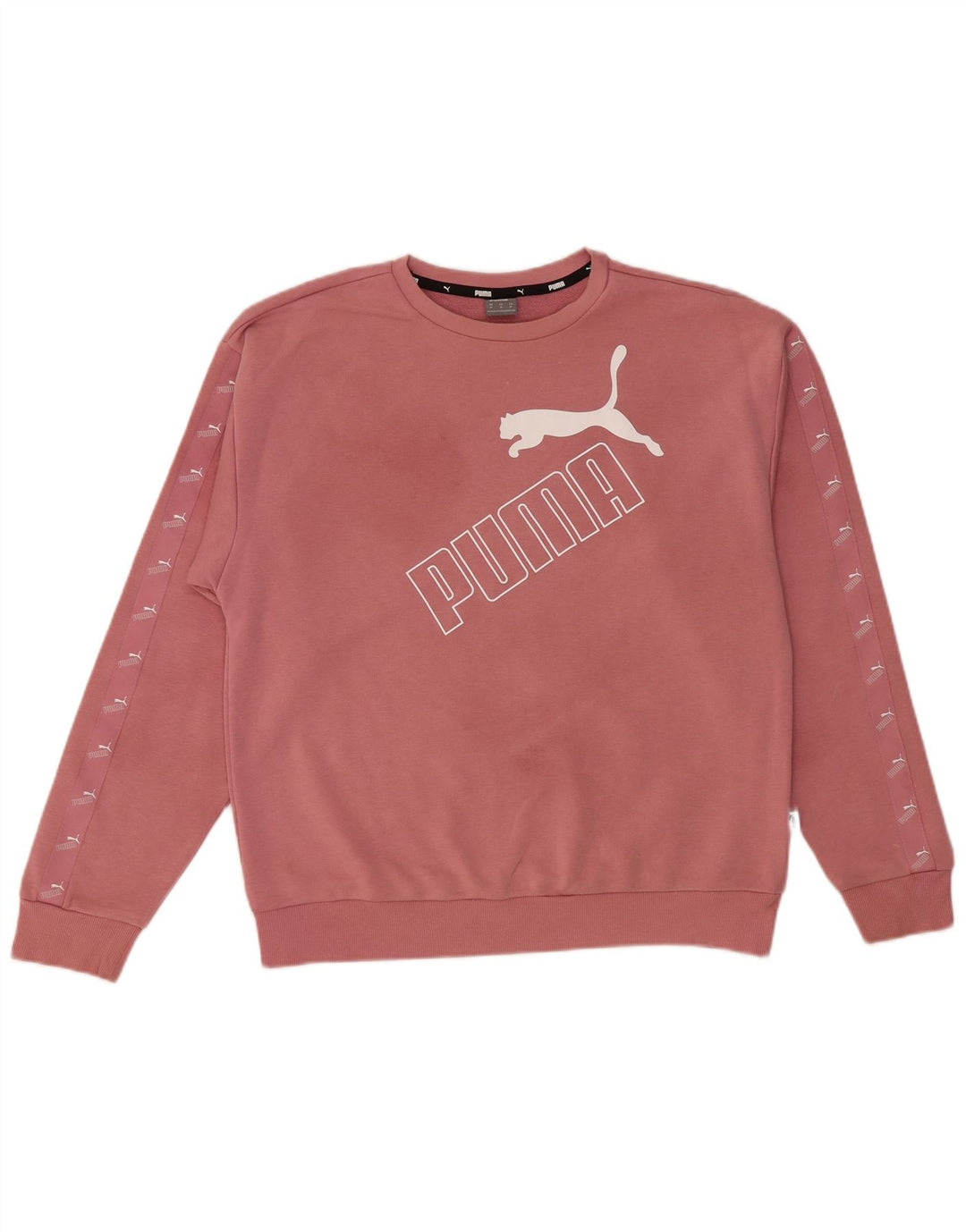 PUMA Graphic Sweatshirt Jumper UK 14 Medium Pink Bomuld