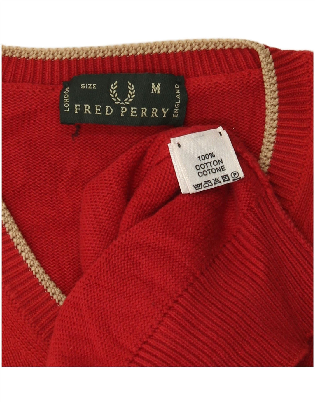 Fred Perry Herre V-hals sweater Medium Rød Bomuld