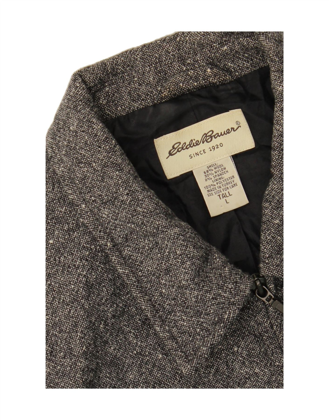 EDDIE BAUER Womens Tall Bomber Jacket UK 16 Large Grey Wool Vintage Eddie Bauer and Second-Hand Eddie Bauer from Messina Hembry 