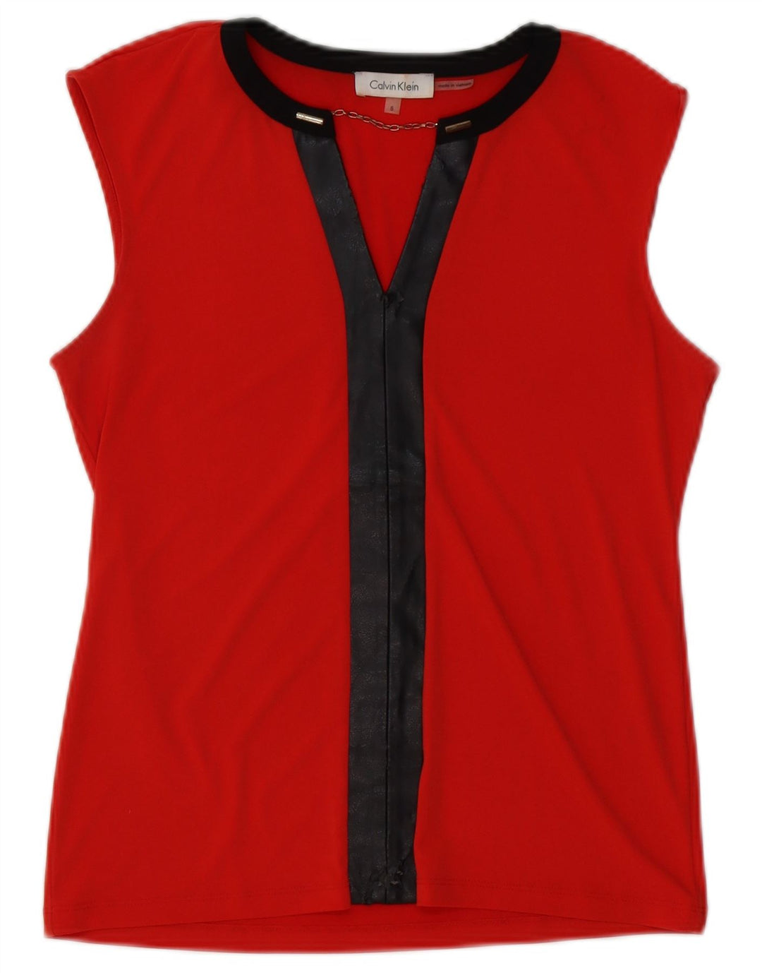 Calvin Klein Damebluse Top UK 10 Lille Rød Colourblock Polyester