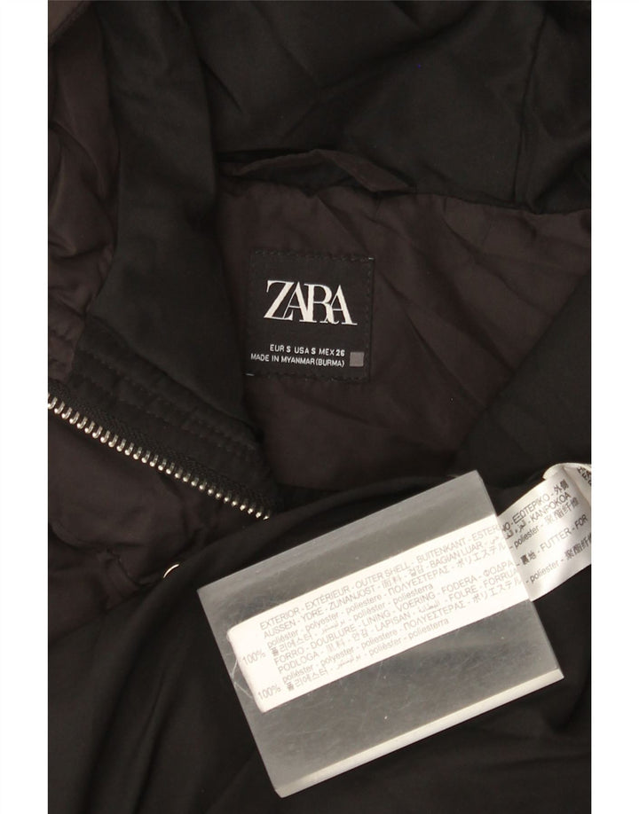 Zara Dame Hætte Polstret Gilet UK 10 Small Black Polyester