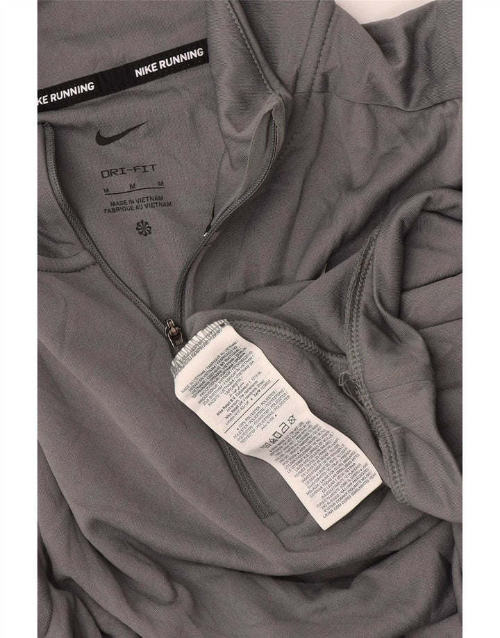 Nike Dame Dri Fit Pullover med lynlås-hals Træningsdragt Top UK 12 Medium Grå