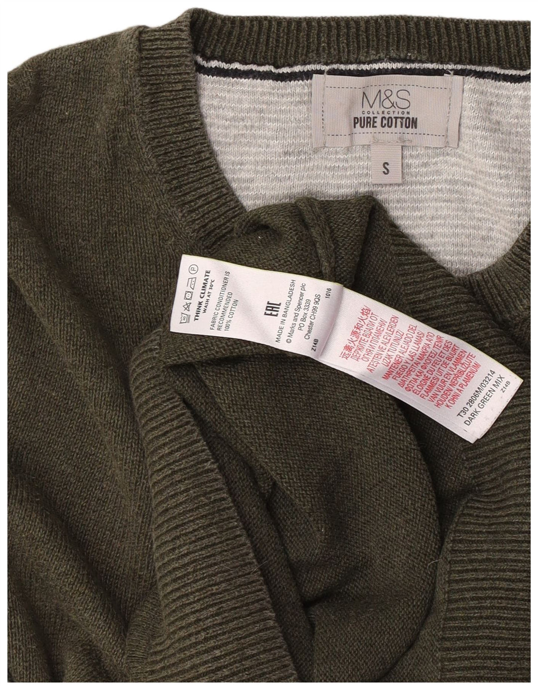 Marks & Spencer Herre sweater med rund hals, lille Khaki Bomuld