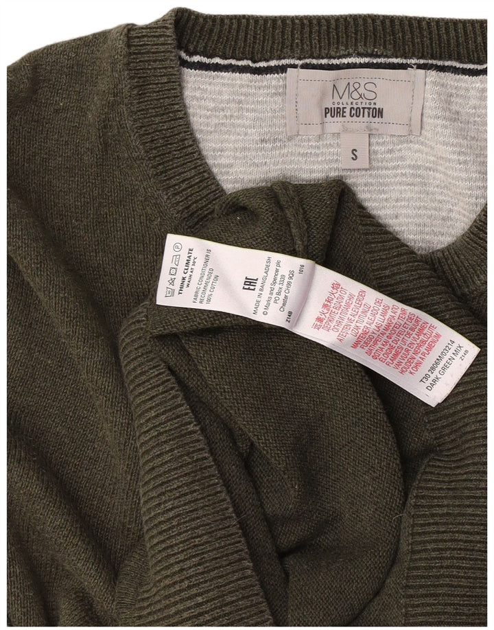 Marks & Spencer Herre sweater med rund hals, lille Khaki Bomuld