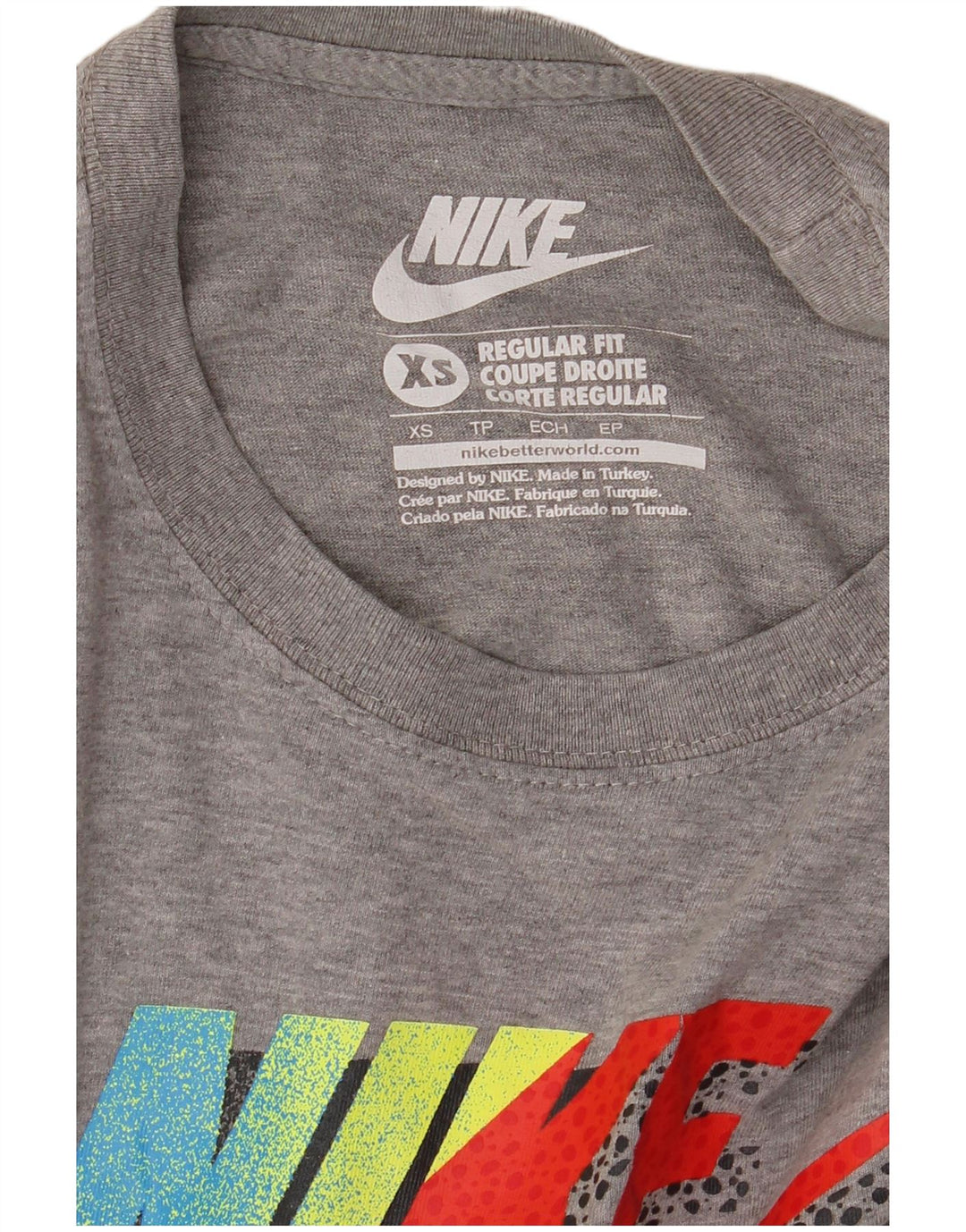 NIKE Herre Regular Fit grafisk T-shirt Top XS Grå