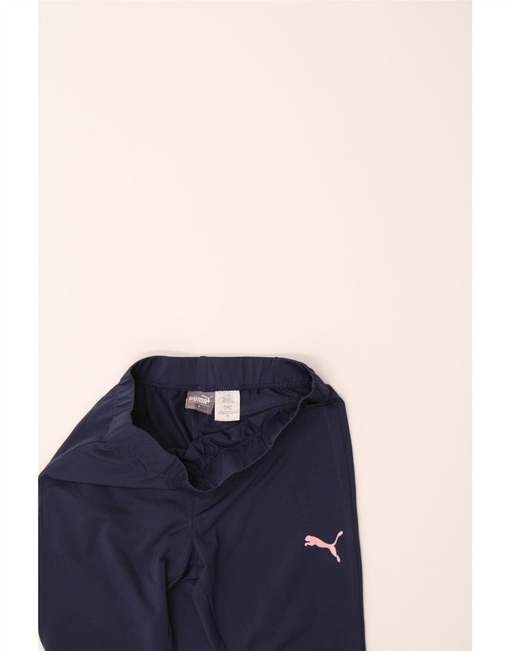 PUMA Girls Leggings 7-8 Years Navy Blue Polyester Vintage Puma and Second-Hand Puma from Messina Hembry 