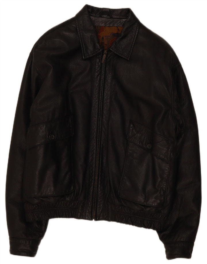 Vintage herre læderjakke IT 56 3XL Sort