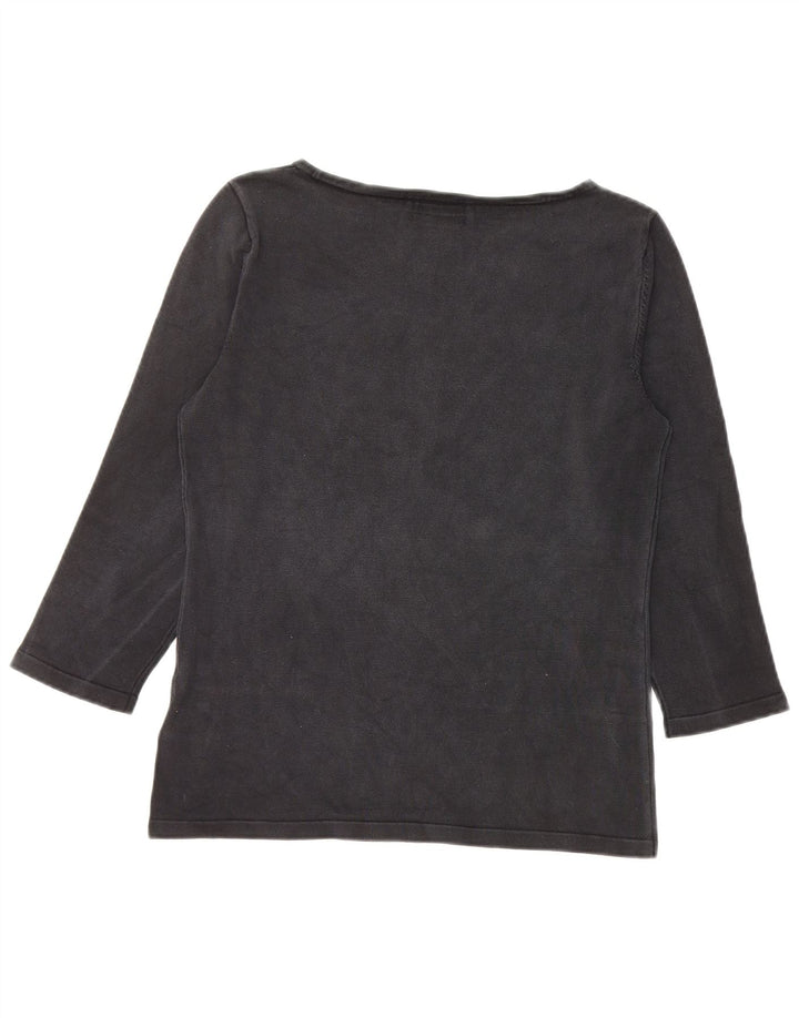 RALPH LAUREN Dame 3/4 ærmet bluse Top UK 10 Small Black Silk