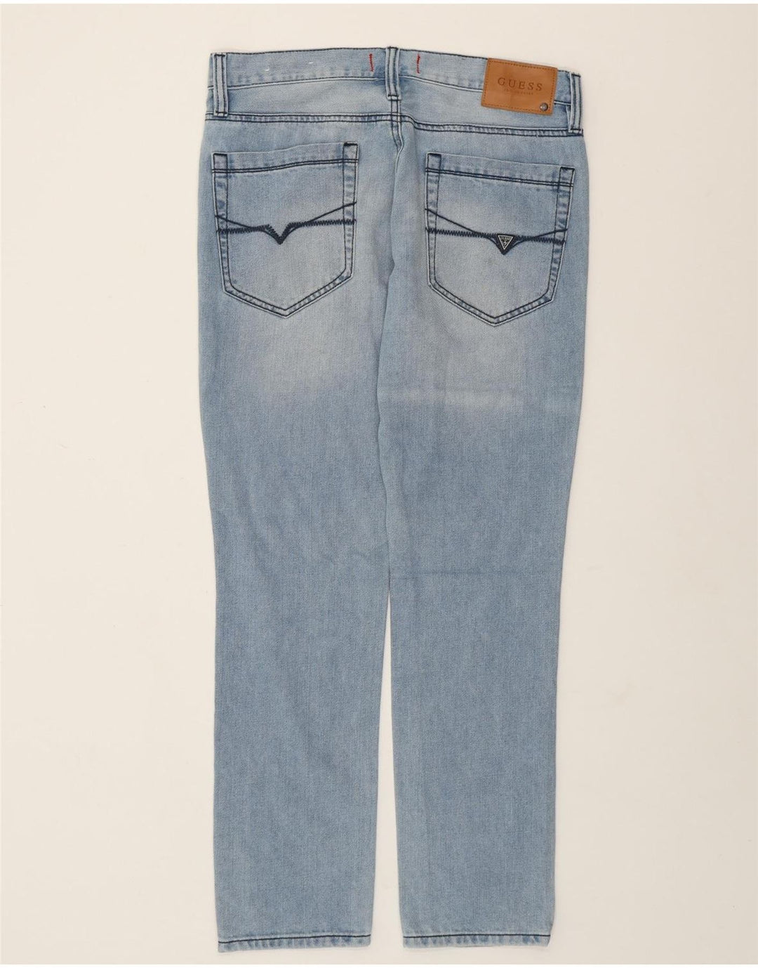 GUESS Dame Halsted Fit Mid Rise Slim Tapered Jeans W31 L30 Blå Bomuld