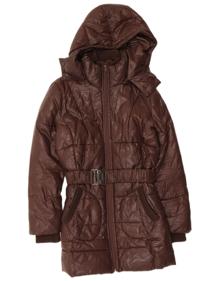 Gaudi Dame Hætte Polstret Frakke IT 42 Medium Brun Polyester