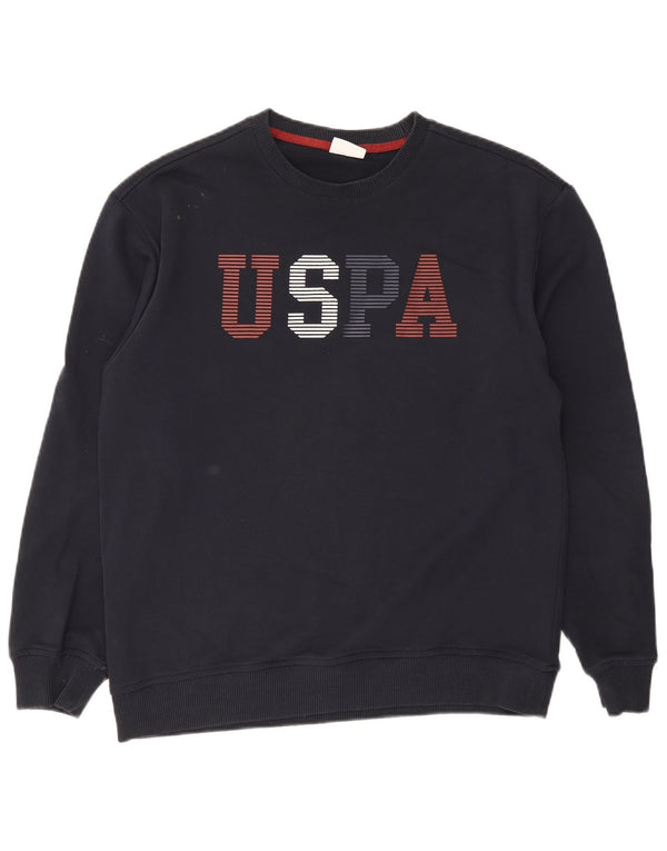 US Polo Assn Herre Grafisk Sweatshirt Jumper Medium Navyblå Bomuld