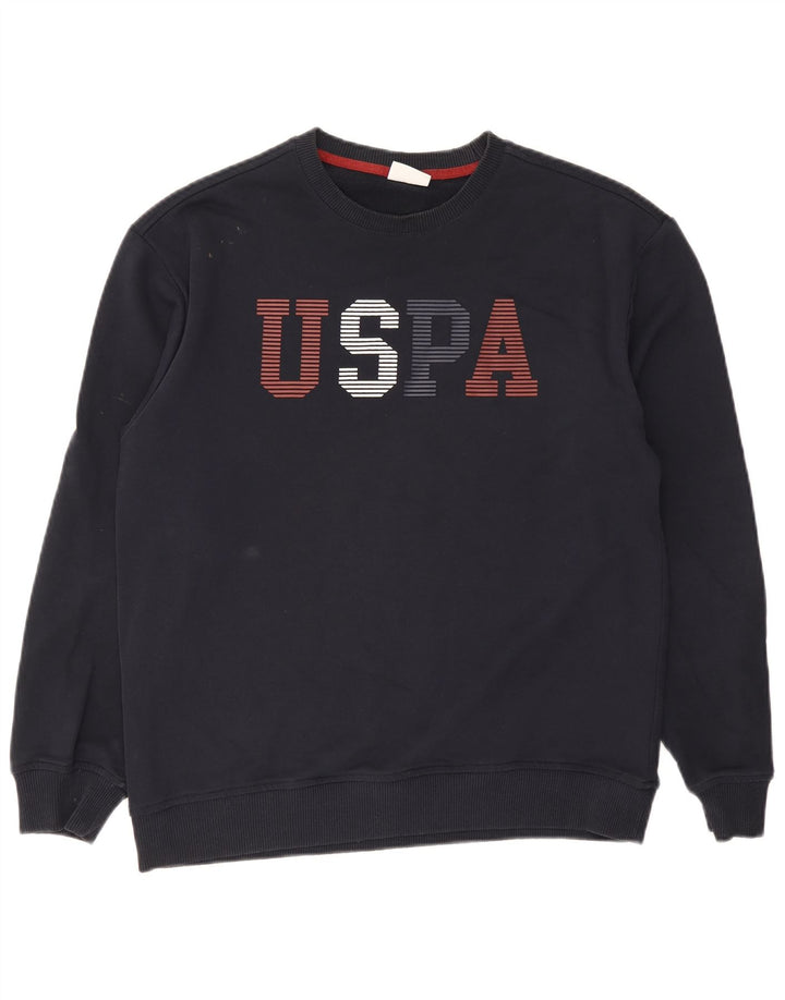 US Polo Assn Herre Grafisk Sweatshirt Jumper Medium Navyblå Bomuld