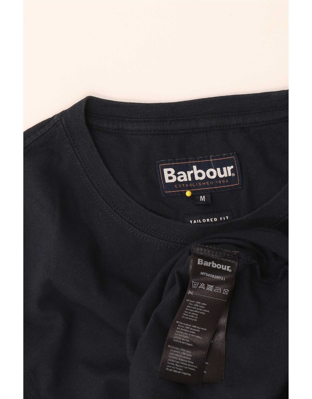 Barbour Herre skræddersyet pasform grafisk T-shirt top mellem marineblå bomuld