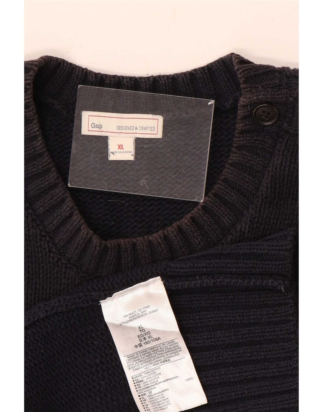 Gap mænds rund hals sweater XL marineblå bomuld