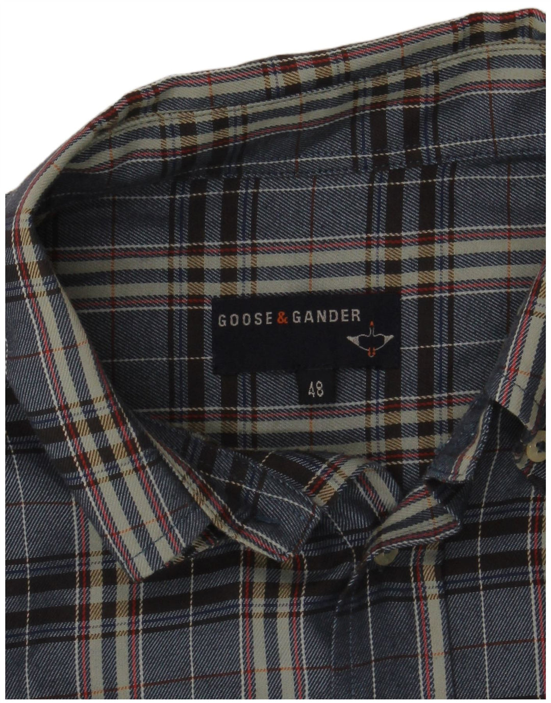 Goose & Gander Herre Flannel Shirt IT 48 Medium Navy Blue Check