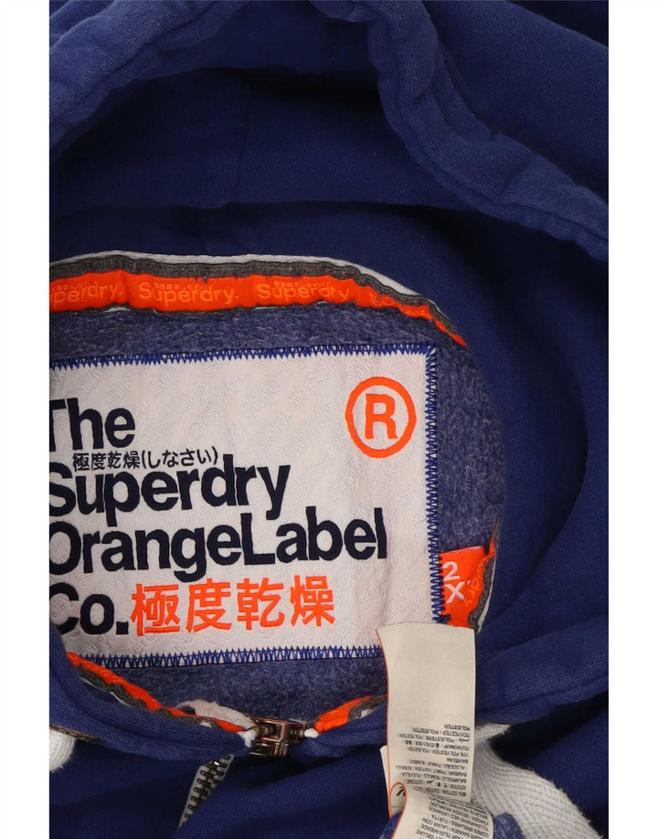 Superdry Hættetrøje med lynlås til mænd 2XL blå bomuld