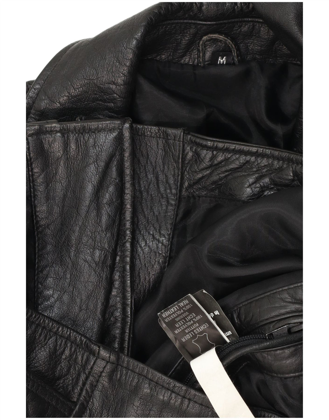 Vintage dame bikerjakke i læder UK 14 medium sort læder