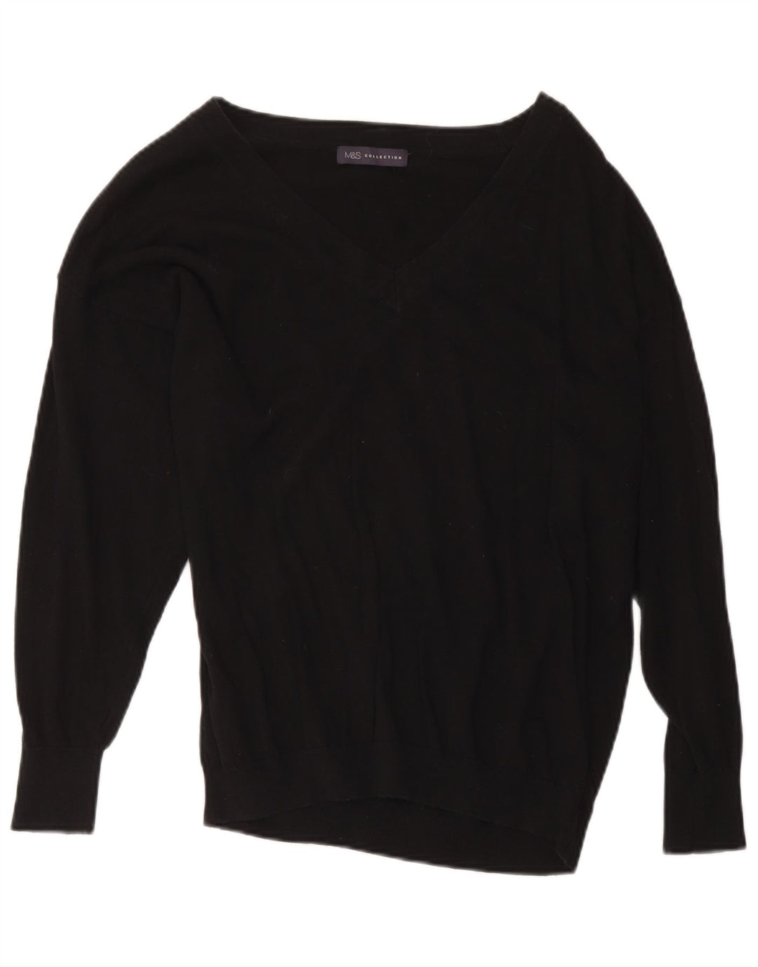 Marks & Spencer Dame V-hals sweater UK 16 Stor sort bomuld