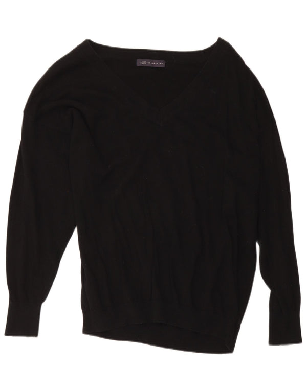 Marks & Spencer Dame V-hals sweater UK 16 Stor sort bomuld