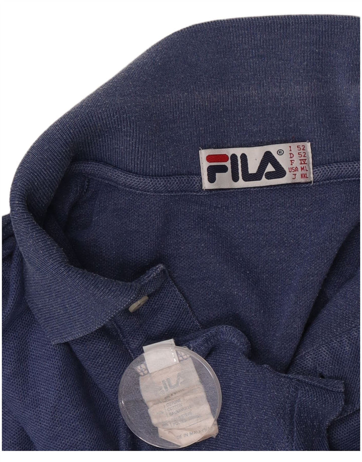Fila Herre Polo Shirt IT 52 Stor Blå Bomuld