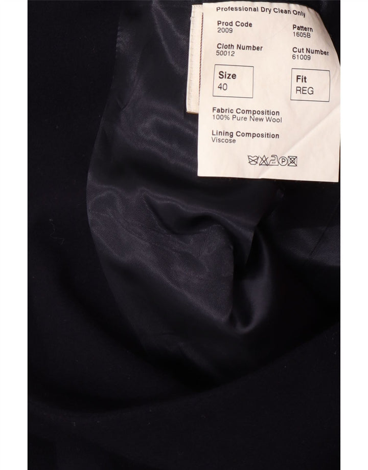 CROMBIE Herre Overfrakke UK 40 Large Navy Blue New Wool Classic