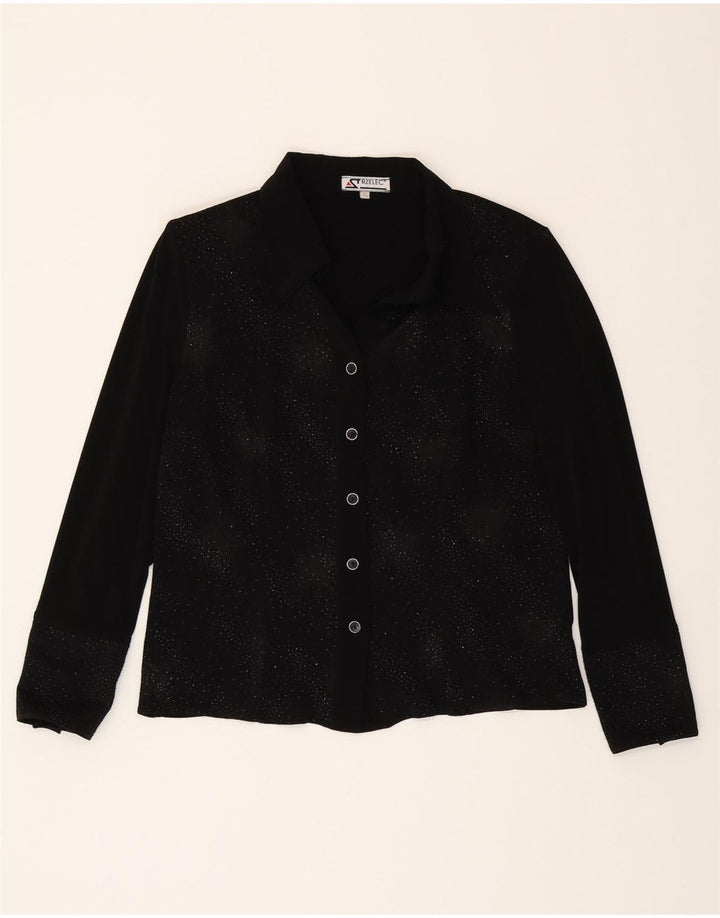 VINTAGE Womens Shirt Blouse UK 18 XL Black Polyester Vintage Vintage and Second-Hand Vintage from Messina Hembry 