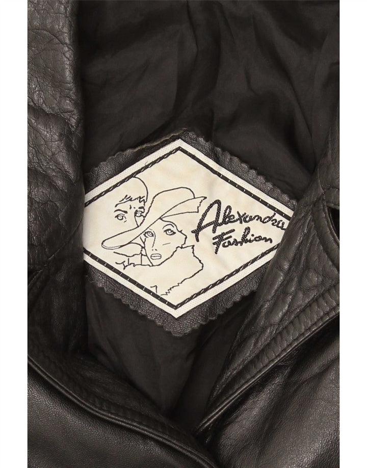 Vintage læderfrakke til kvinder UK 12 Medium Sort