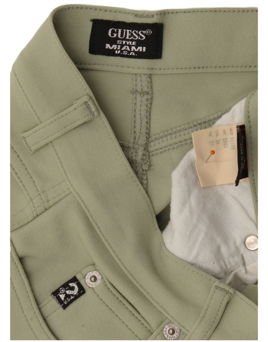 GUESS Womens Slim Casual Trousers W27 L28 Green Polyester