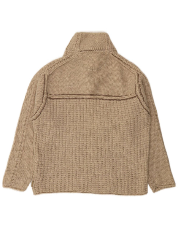 Fat Face Herre Zip Neck Jumper Sweater Stor Beige Flecked Lammeuld