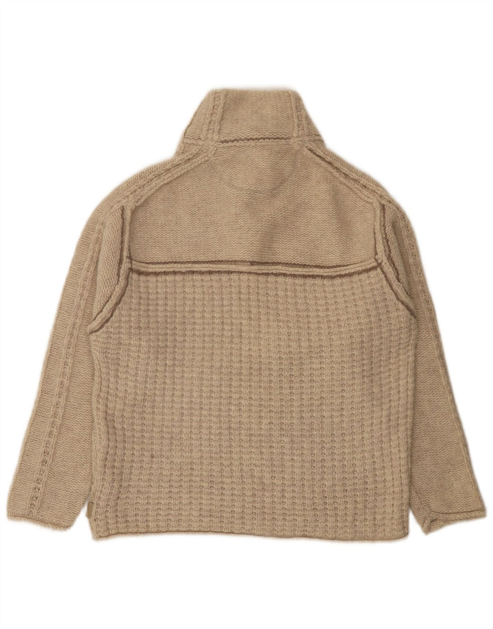 Fat Face Herre Zip Neck Jumper Sweater Stor Beige Flecked Lammeuld